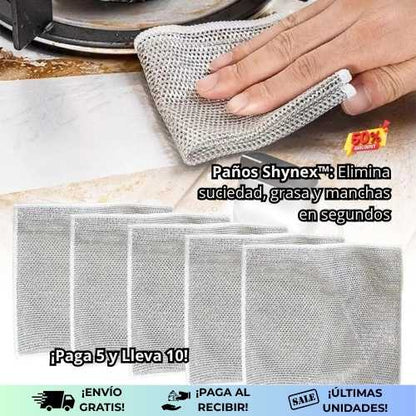 Paños Shynex™ | Elimina suciedad, grasa y manchas en segundos ¡Pagas 5 Llevas 10!