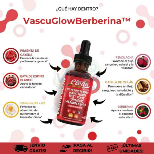 VascuGlowBerberina™ + eBook Profesional | Reduce tus niveles de azúcar en sangre y toma el control total de tu cuerpo