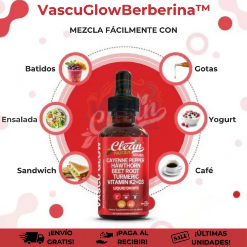 VascuGlowBerberina™ + eBook Profesional | Reduce tus niveles de azúcar en sangre y toma el control total de tu cuerpo