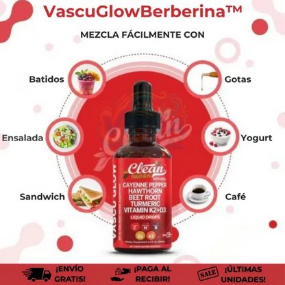 VascuGlowBerberina™ + eBook Profesional | Reduce tus niveles de azúcar en sangre y toma el control total de tu cuerpo